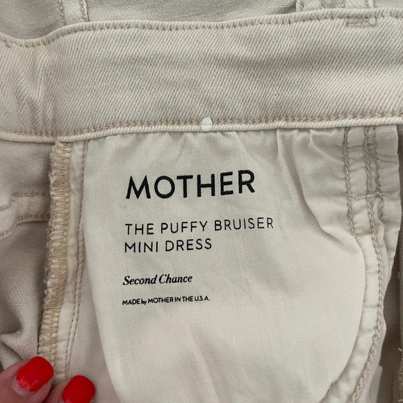 Mother The Puffy Bruiser bottom Frey denim mini dress in second chance - Picture 13 of 16